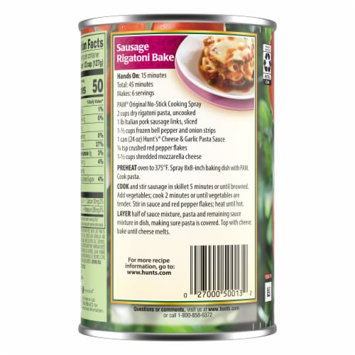 Hunt's Pasta Sauce Cheese And Garlic Perspective: back