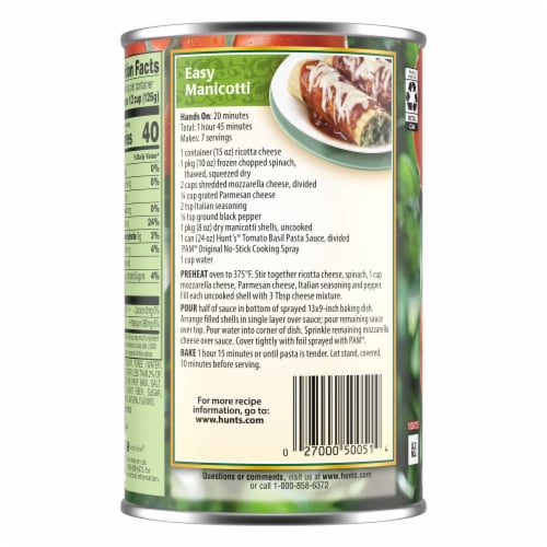 Hunt's® Tomato Basil Pasta Sauce Perspective: back