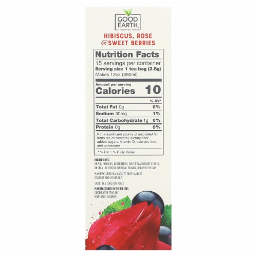 Good Earth - Tea Hibs Rse Sweet Berry 15 Count - Pack of 5 Perspective: back
