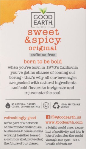 Good Earth® Sweet & Spicy® Caffeine Free Herbal Tea Bags Perspective: back