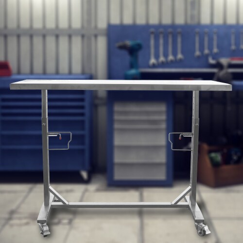 Rolling stainless shop steel table