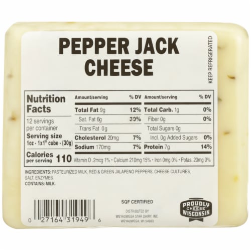 Weyauwega Star Dairy Pepper Jack Block Cheese Perspective: back