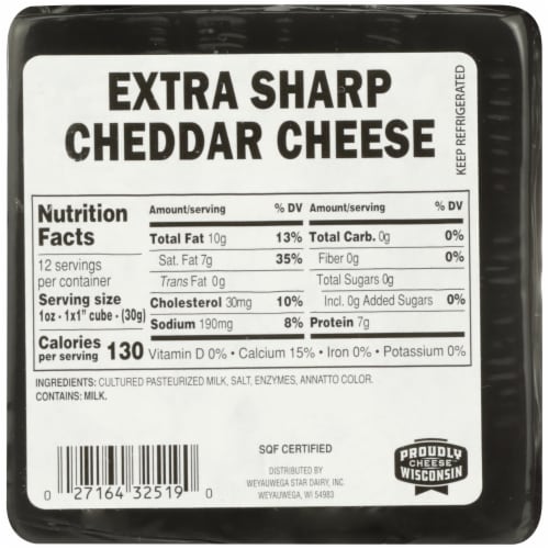 Weyauwega Star Dairy Extra Sharp Cheddar Cheese Perspective: back