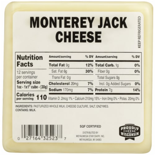 Weyauwega Star Dairy Monterey Jack Cheese Perspective: back