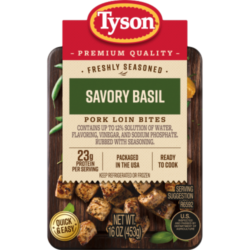 Tyson® Premium Quality Freshly Seasoned Savory Basil Pork Loin Bites Perspective: back
