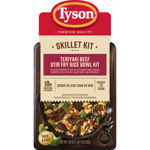 Tyson® Teriyaki Style Beef Stir Fry Skillet Kit with Rice Vegetables & Sauce Packet Perspective: back