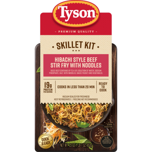 Tyson® Hibachi Style Beef Stir Fry Skillet Kit with Noodles Vegetables & Teriyaki Sauce Perspective: back