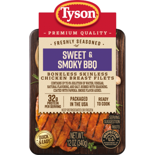 Tyson® Chicken Breast Filets Sweet & Smokey BBQ Freshly Seasoned Boneless Skinless Ready to Cook Perspective: back