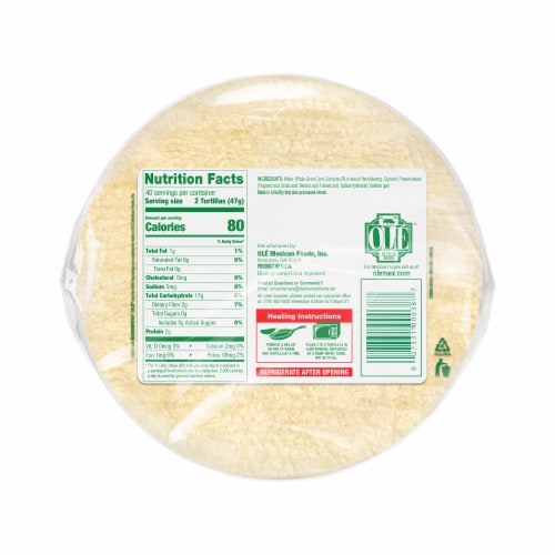 La Banderita White Corn Tortillas Perspective: back