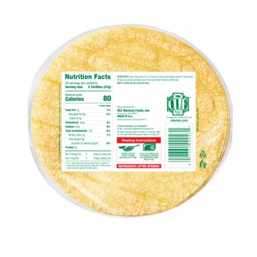 La Banderita Yellow Corn Tortillas Perspective: back