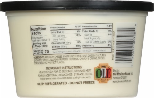 Ole Mexican Mild Cheese Dip Perspective: back