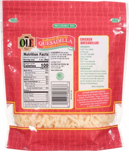 Ole Mexican Quesadilla Shredded Cheese Perspective: back