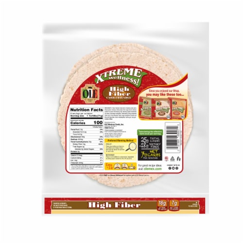 Olé Xtreme High Fiber Burrito Wrap Keto Friendly Tortillas Perspective: back