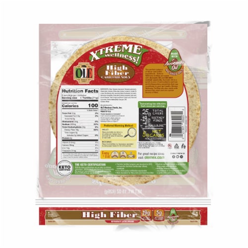 Olé Xtreme High Fiber Burrito Wrap Keto Certified Flour Tortillas Perspective: back