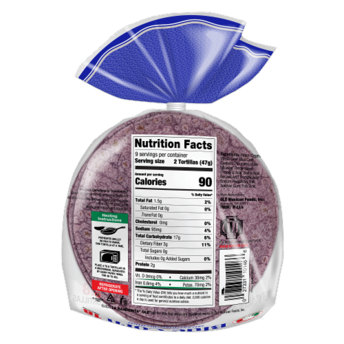 La Banderita Blue Corn Street Taco Tortillas Perspective: back