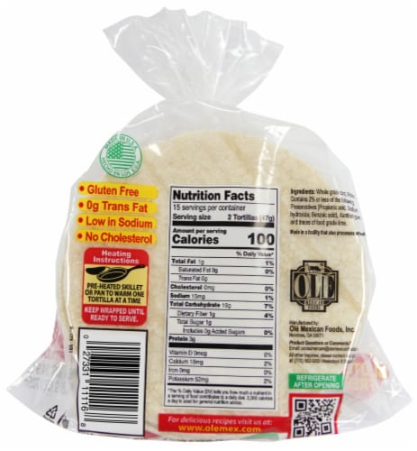 La Banderita White Corn Tortillas Perspective: back