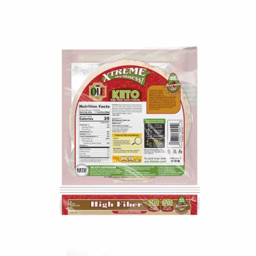 Olé Xtreme White Snack Size High Fiber Keto Certified Tortillas Perspective: back