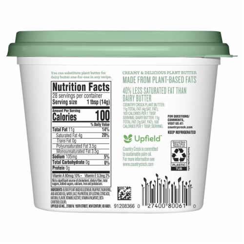 Country Crock Avocado Oil Plant Butter Perspective: back
