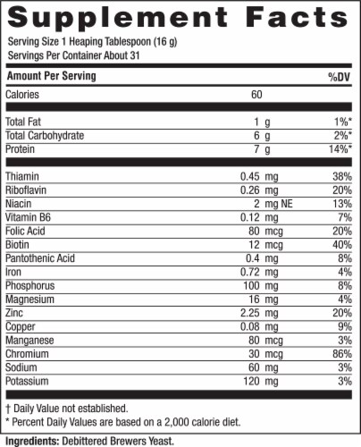 Twinlab Genuine Brewers Yeast Perspective: back