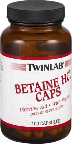 Twinlab Betaine HCL Caps Digestive Aid with Pepsin Capsules Perspective: back