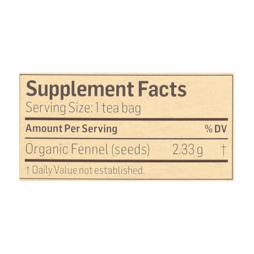 Alvita Organic Fennel Herbal Tea Perspective: back