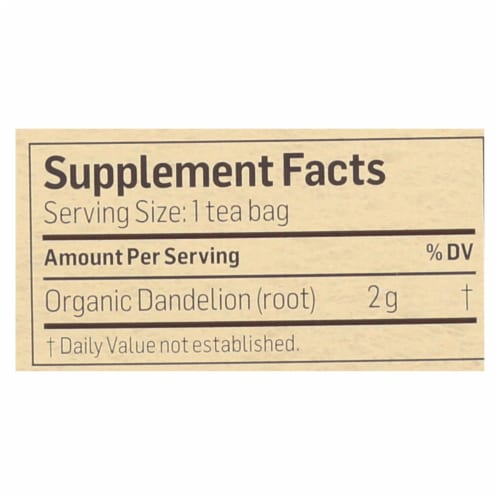 Alvita Organic Dandelion Root Tea Bags Perspective: back
