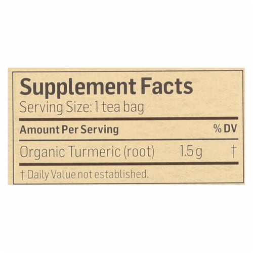 Alvita Organic Tumeric Root Herbal Tea Perspective: back