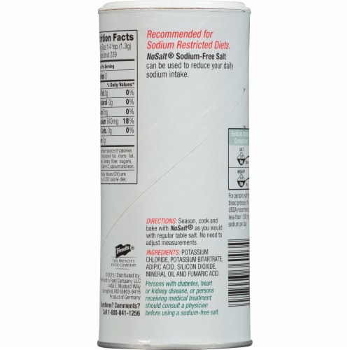 No Salt® Sodium-Free Original Salt Alternative Perspective: back