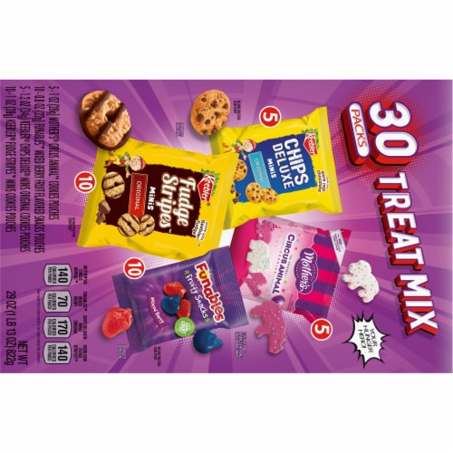 Ferrera Fruit Snacks Fudge Cookies and Chocolate Chip Cookies Variety Pack Perspective: back