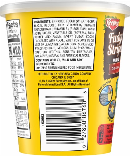 Keebler Mini Fudge Stripes Cookies Perspective: back