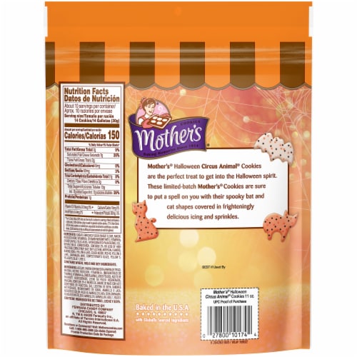 Mother's Halloween Frosted Circus Animal Cookies Perspective: back