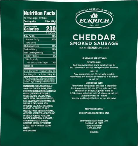Eckrich® Skinless Cheddar Smoked Sausage Perspective: back