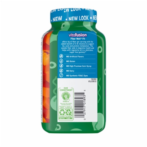 Vitafusion™ Fiber Well™ Sugar-Free Peach Raspberry & Berry Flavored Fit B-Vitamin Gummies Perspective: back