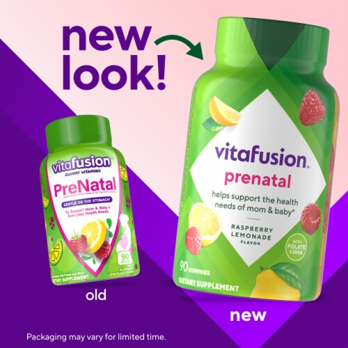 vitafusion PreNatal Raspberry Lemonade Flavored Gummy Vitamin Pregnancy Multivitamin Perspective: back