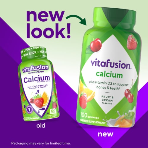 vitafusion Calcium Fruit & Cream Flavored Supplement Chewable Gummy Vitamin Bone Health Support Perspective: back