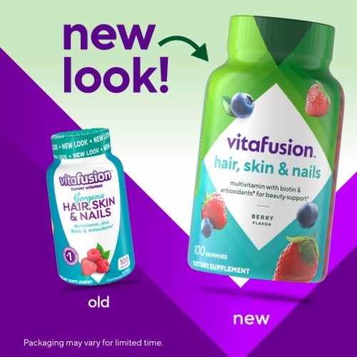 Vitafusion™ Gorgeous Hair Skin & Nails Natural Raspberry Flavor Multivitamin Gummies 100 Count Perspective: back