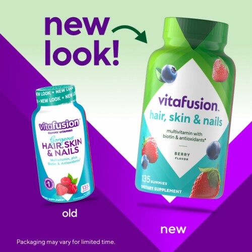 Vitafusion™ Gorgeous Hair Skin & Nails Raspberry Gummies Perspective: back