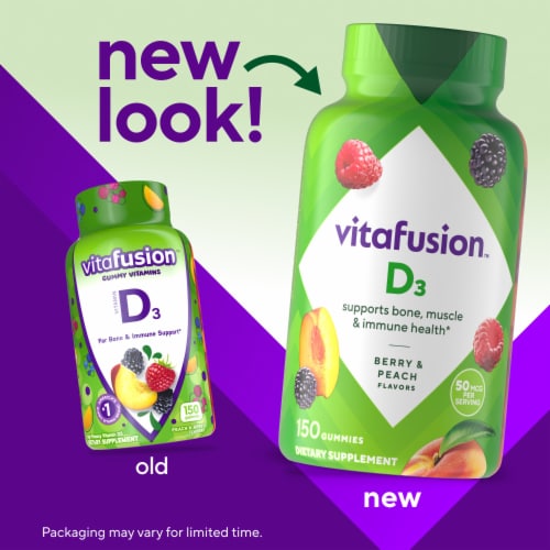 Vitafusion™ Vitamin D3 Natural Peach & Berry Flavored Gummies 2000IU Perspective: back