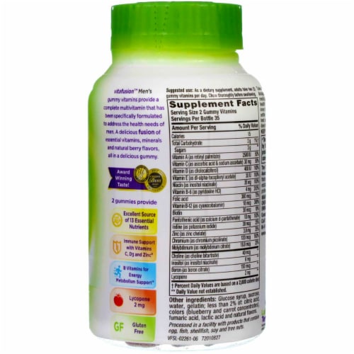 Vitafusion Men's Complete Multivitamin Gummies, Natural Berry, 70 Ct Perspective: back
