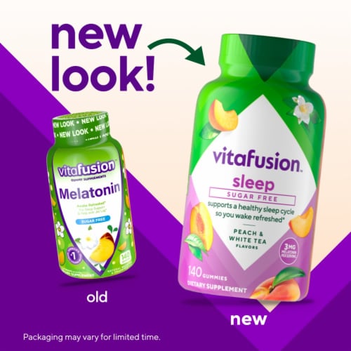 vitafusion Sugar Free Melatonin Peach & White Tea Flavored Sleep Support Gummy Supplement 3mg Perspective: back