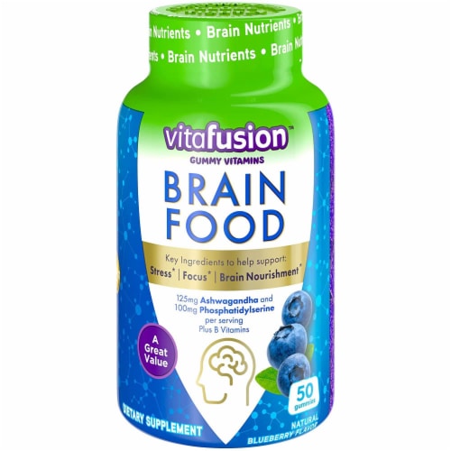 Vitafusion Natural Blueberry Flavor Brain Food Adult Gummy Vitamins Perspective: back