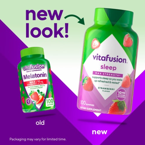 vitafusion Max Strength Melatonin Strawberry Flavored Sleep Support Gummy Supplement 10mg Perspective: back