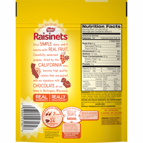 Raisinets® Milk Chocolate Covered Raisins Perspective: back