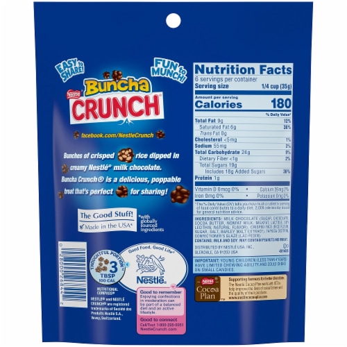Nestle Buncha Crunch Chocolate Candy Perspective: back