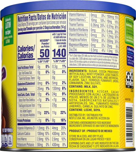 Nesquik® Chocolate Powder Drink Mix Canister Perspective: back