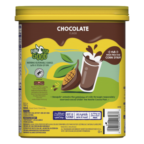 Nesquik Chocolate Milk Powder Mix Perspective: back