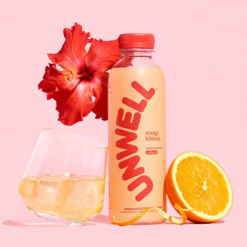 Unwell Hydration Electrolyte Drink for Rapid Hydration + Focus – Orange Hibiscus Perspective: back