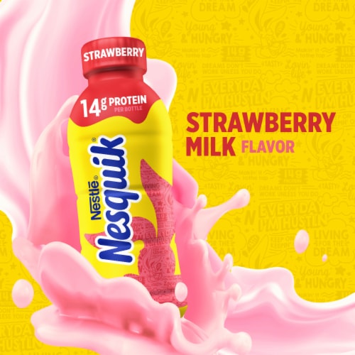 Nesquik Strawberry Milk Ready to Drink Low-fat Milk Perspective: back