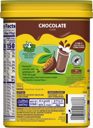 Nesquik Chocolate Milk Powder Mix Perspective: back