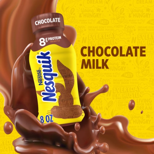 Nesquik Chocolate Milk Ready to Drink Low-fat Milk 12 Bulk Pack 8 fl oz Bottles Perspective: back